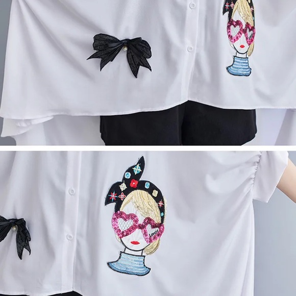 Fabulous Crystal Beaded Oversized Asymmetrical Top - Picture 6 of 14